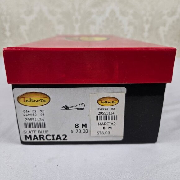 Talbots Size 8M Slate Blue Marcia2 Leather Flats Tassel Front Almond Toe - Picture 15 of 16